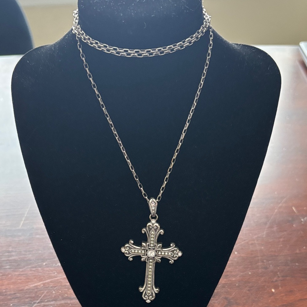 Brighton Silver Cross Pendant Necklace
